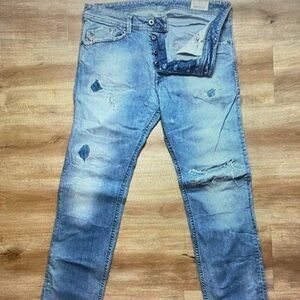 Diesel Slim Distressed Light Blue Jeans